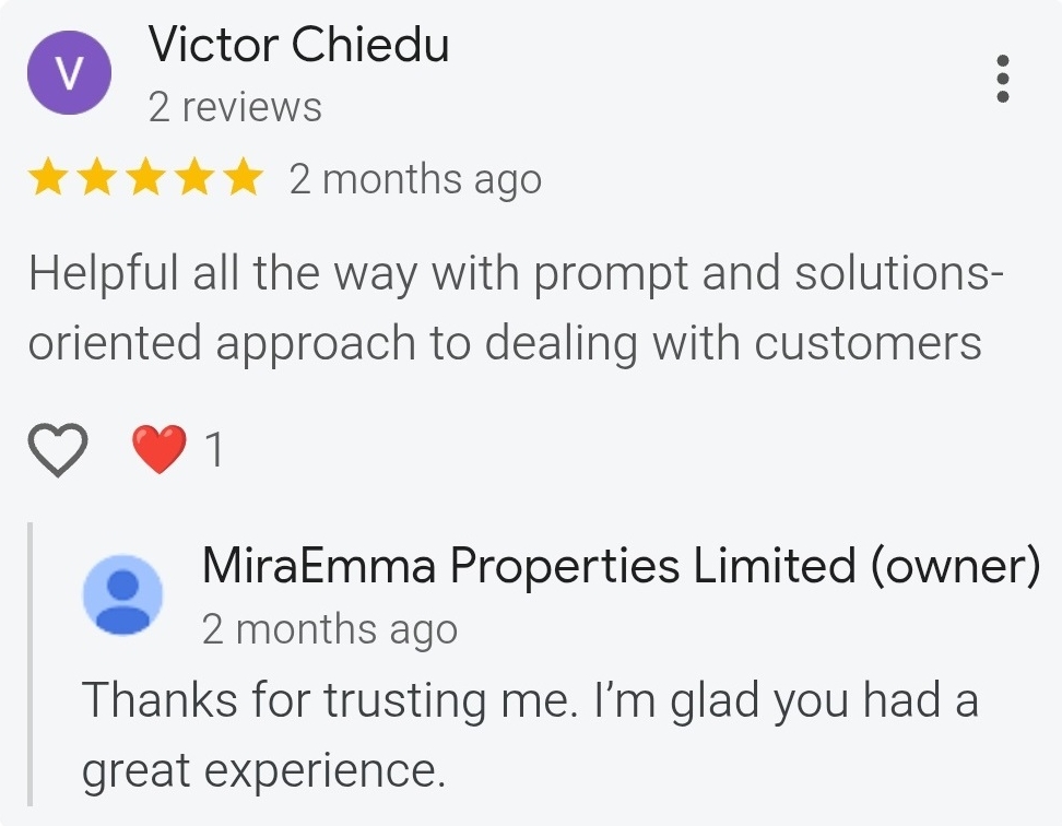 testimonials for miraemmaproperties nigeria