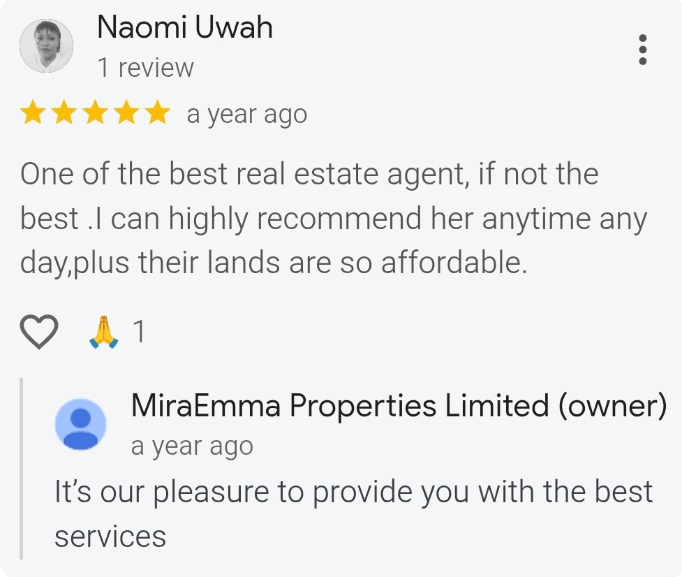 testimonials for miraemmaproperties nigeria