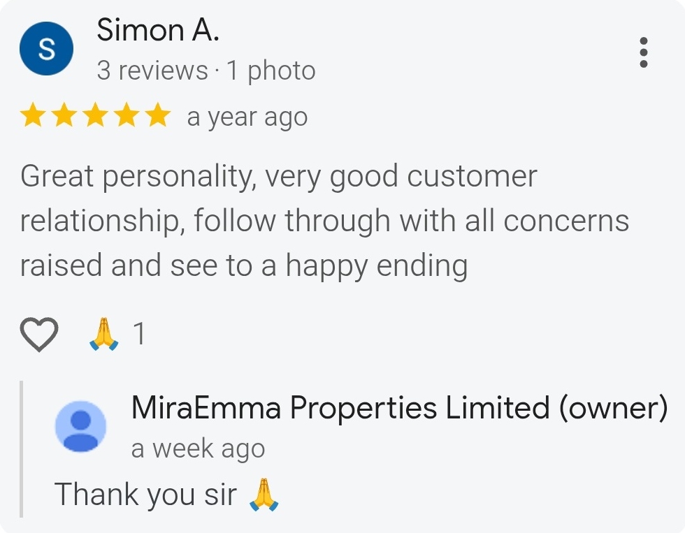testimonials for miraemmaproperties nigeria