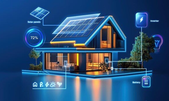 Smart Home with Solar Panels and Renewable Energy System