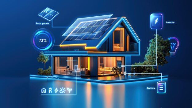 Smart Home with Solar Panels and Renewable Energy System
